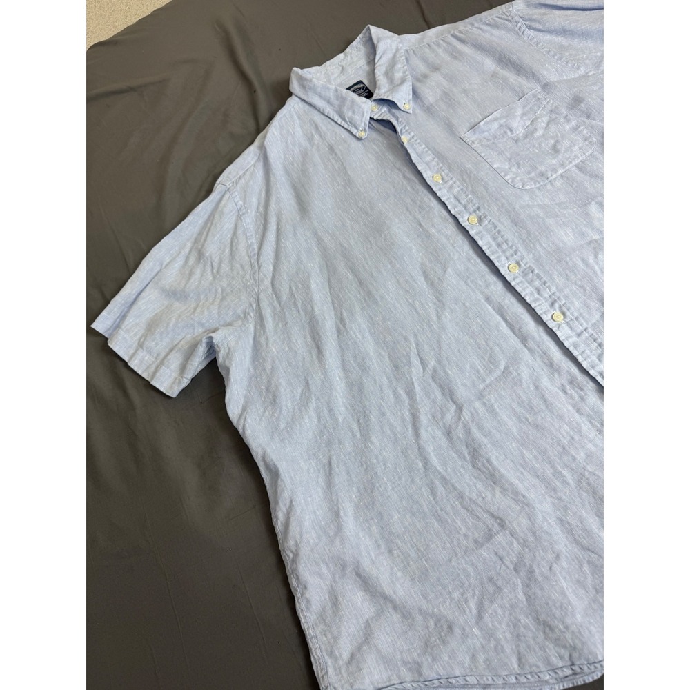 Brooks Brothers Baird McNutt Irish Linen Short Sleeve Shirt Blue 3XL Casual - Picture 10 of 15